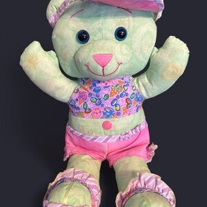 1994/2004 Doodle Bear Rare Charming Green and Pink Stuffed Bear with visor